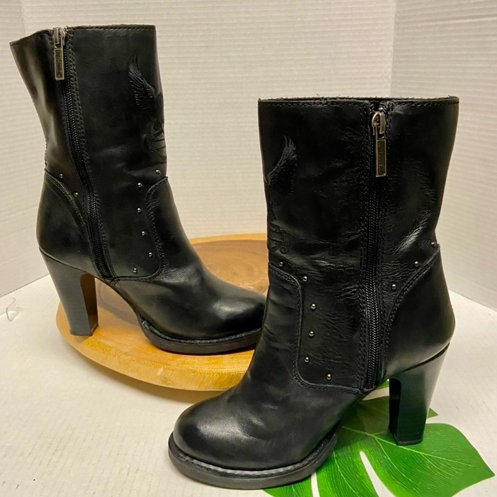 Harley-Davidson Black Heeled Boots like new!
